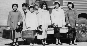 Native American women head to Los Angeles for job opportunities in 1956.