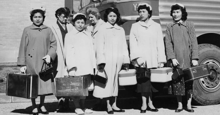 Native American women head to Los Angeles for job opportunities in 1956.